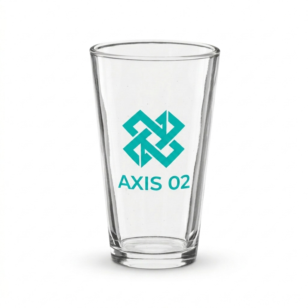 Custom Custom Shaker Pint Glass design direction 2: Geometric Graphic featuring the AXIS 02 wordmark