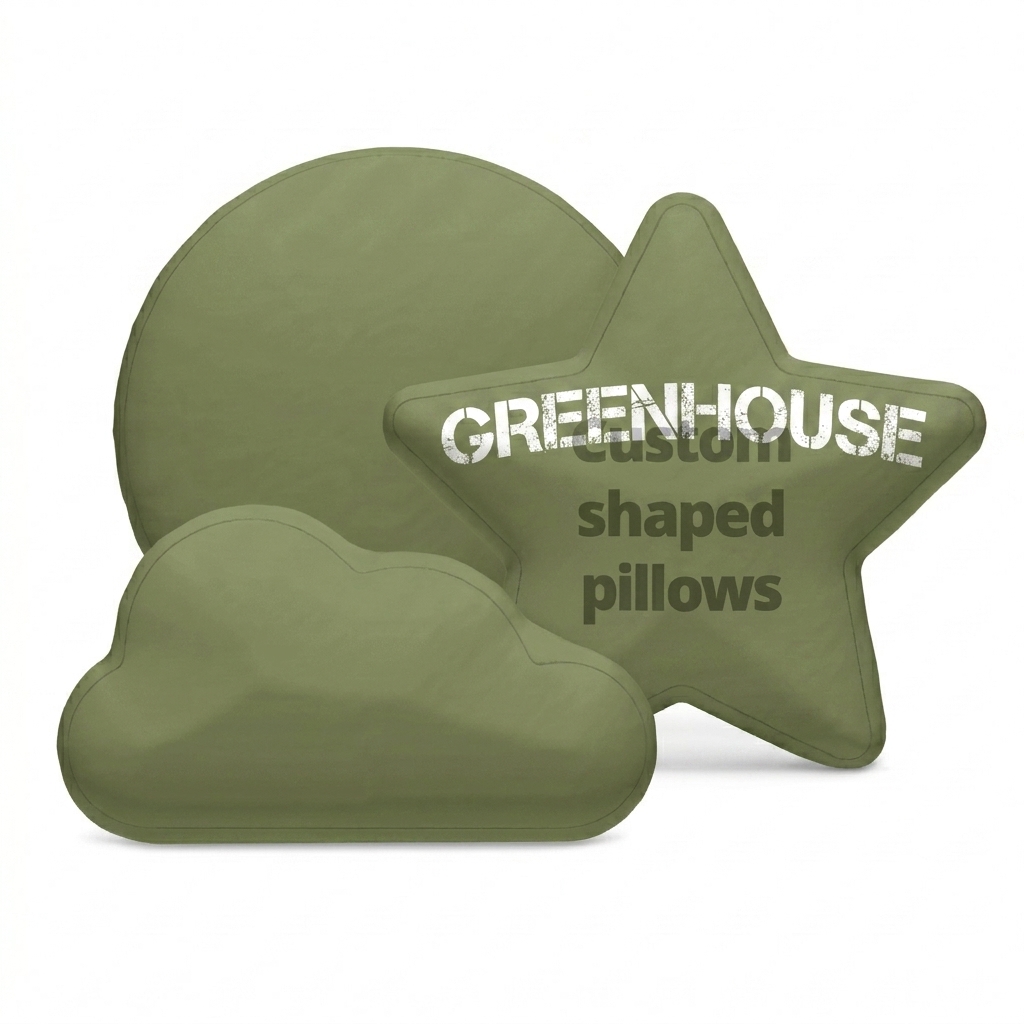 Custom Custom Shaped Pillow design direction 2: Botanical Illustration featuring the GREENHOUSE wordmark