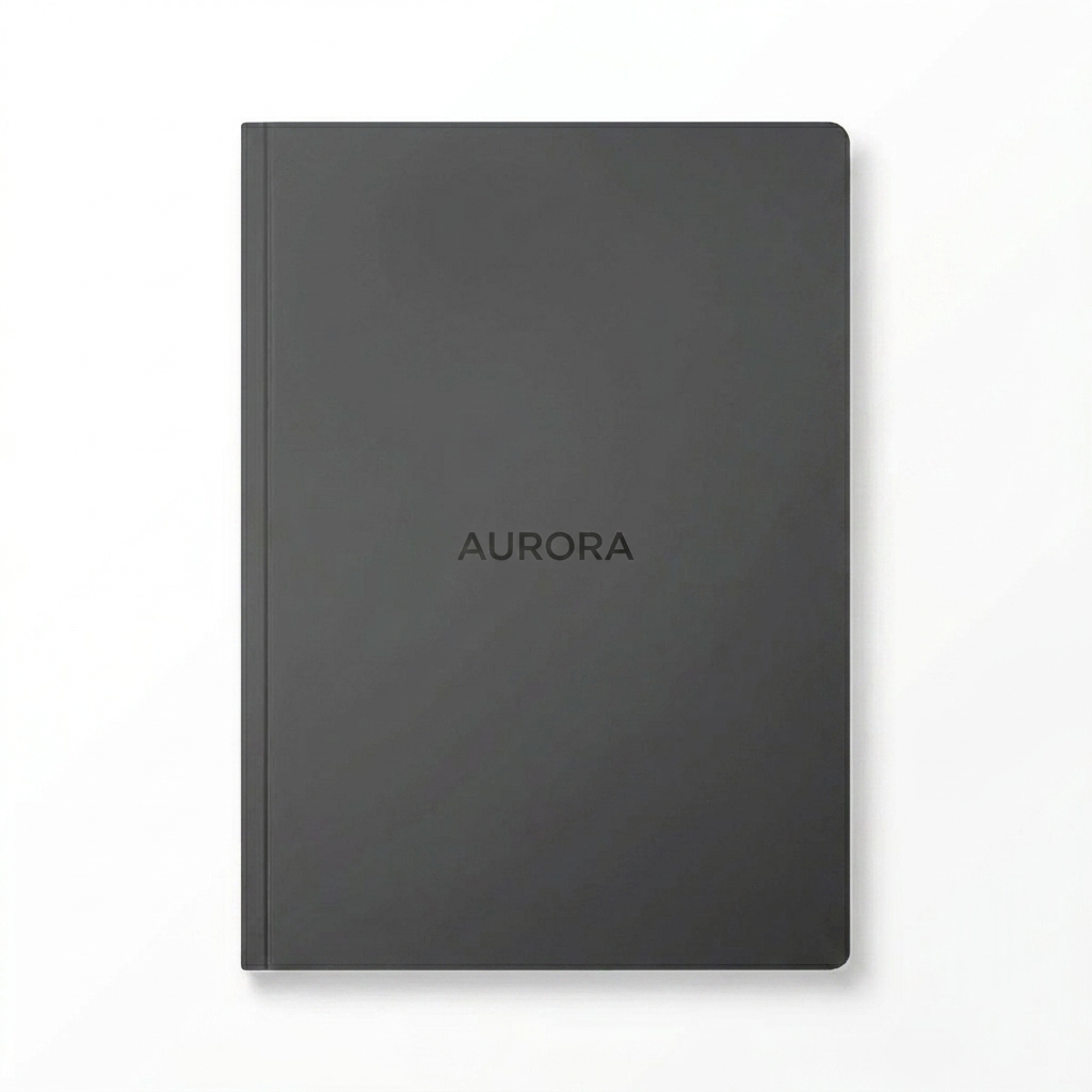 Custom Custom Softcover Journal design direction 1: Minimalist Wordmark featuring the AURORA wordmark
