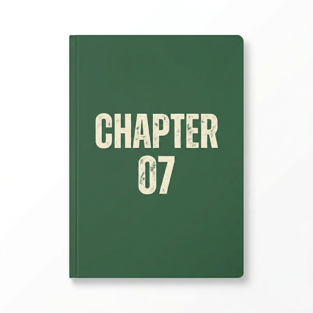 Custom Custom Softcover Journal design direction 3: Typographic Experiment featuring the CHAPTER 07 wordmark