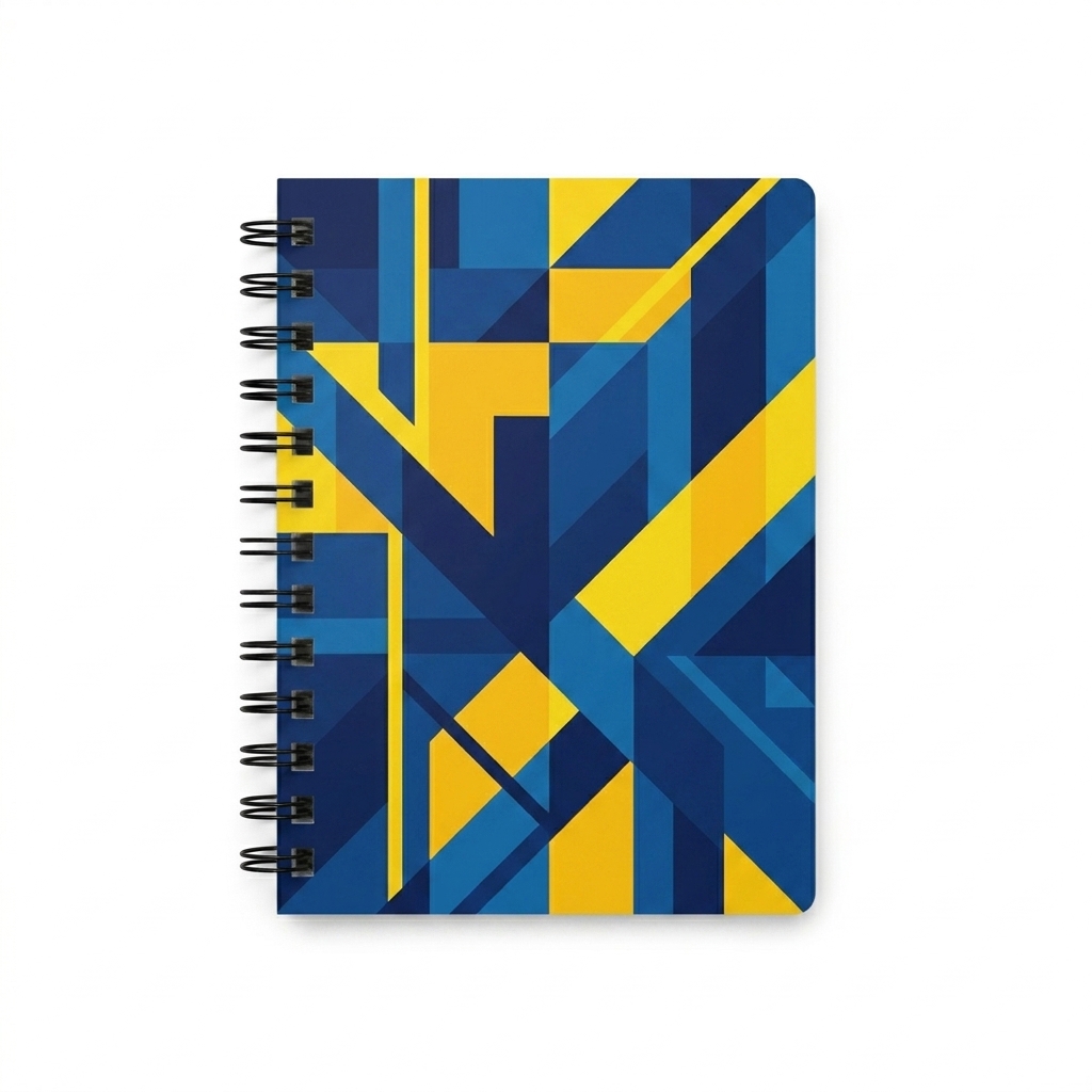 Custom Custom Spiral Bound Journal design direction 2: Abstract Geometric Graphic featuring the AXIS 02 wordmark
