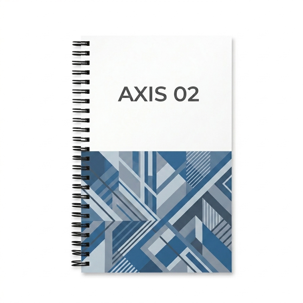 Custom Custom Spiral Notebook design direction 2: Abstract Geometric Graphic featuring the AXIS 02 wordmark