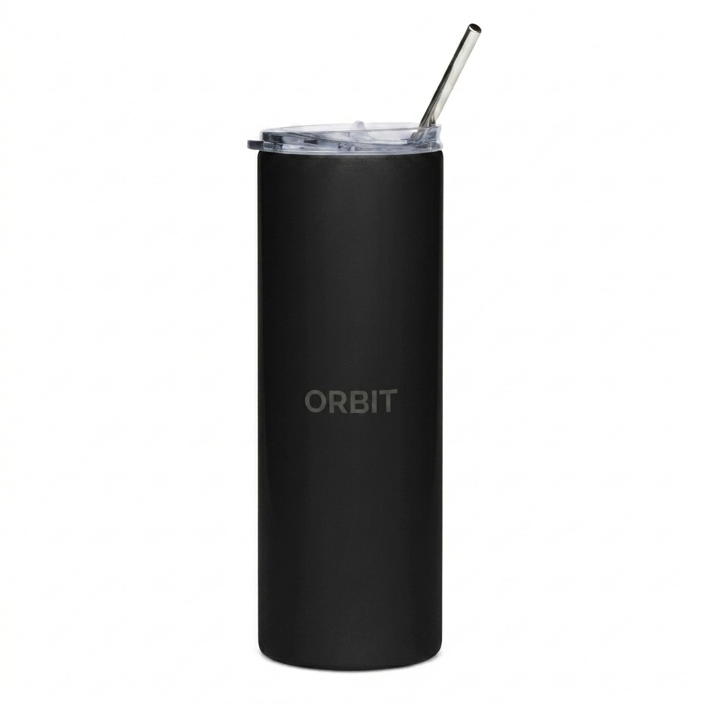 Custom Custom Stainless Steel Tumbler design direction 1: Tonal Minimalist Wordmark featuring the ORBIT wordmark