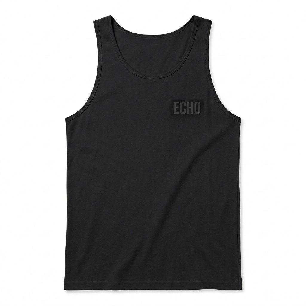 Custom Staple Tank Top design direction 1: Minimalist Wordmark featuring the ECHO wordmark
