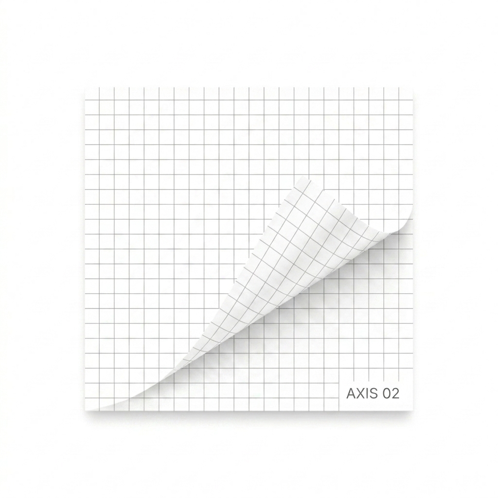 Custom Custom Sticky Note Pads design direction 1: Minimalist Grid Pattern featuring the AXIS 02 wordmark
