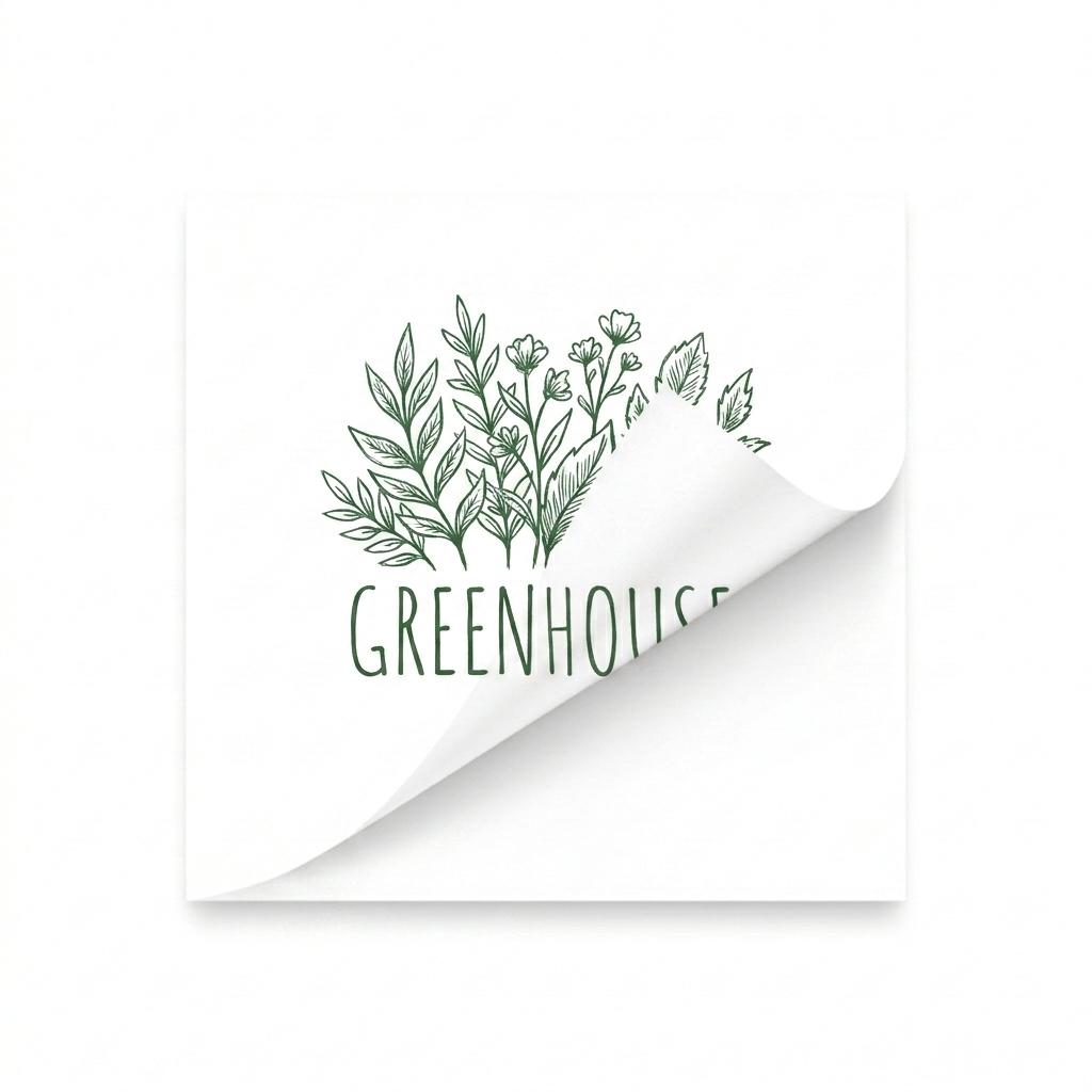 Custom Custom Sticky Note Pads design direction 2: Botanical Sketch Illustration featuring the GREENHOUSE wordmark