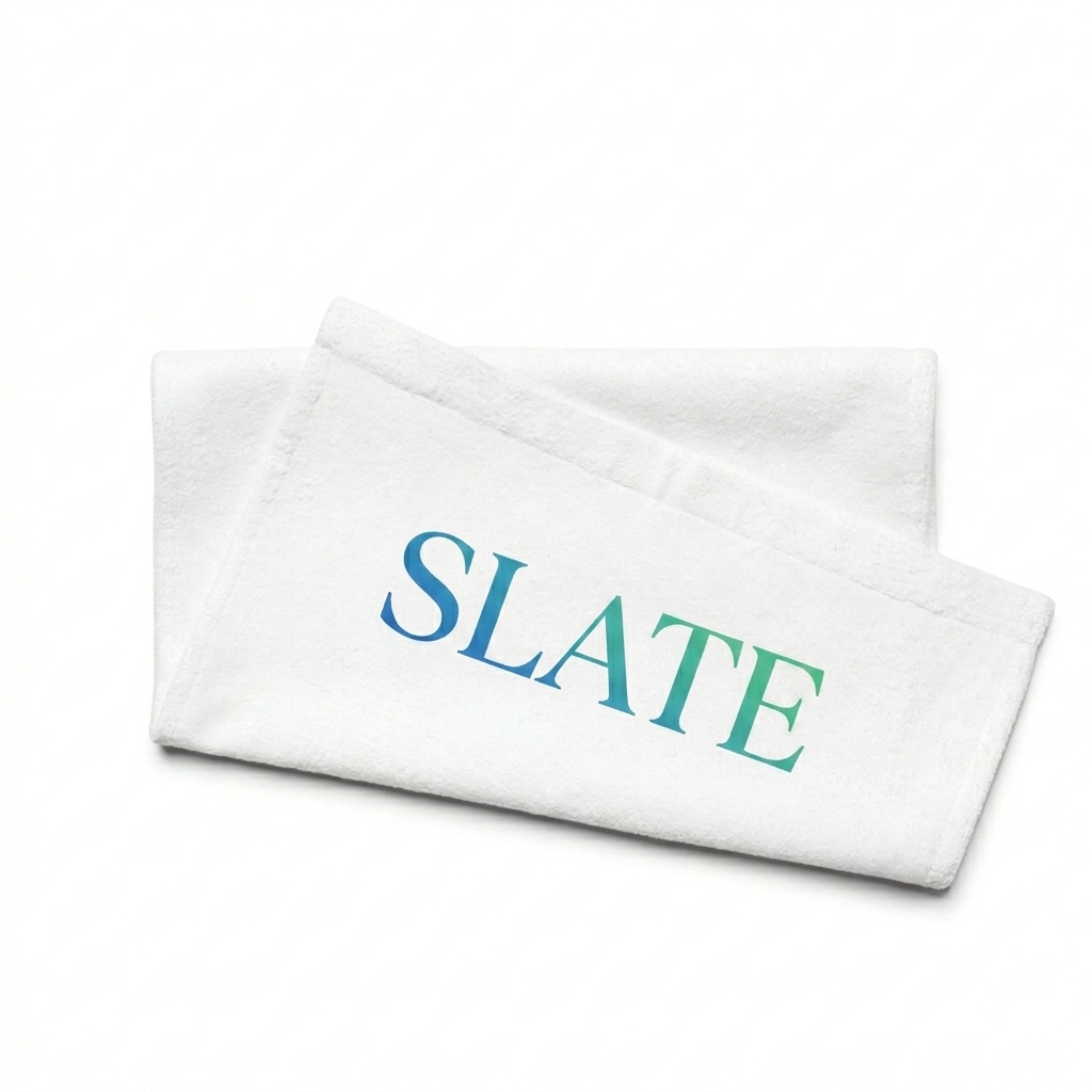 Custom Custom Sublimation Hand Towel design direction 1: Minimalist Wordmark featuring the SLATE wordmark