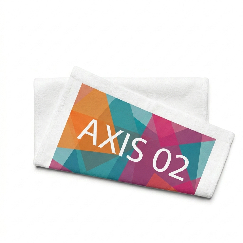 Custom Custom Sublimation Hand Towel design direction 3: Abstract Geometric Pattern featuring the AXIS 02 wordmark