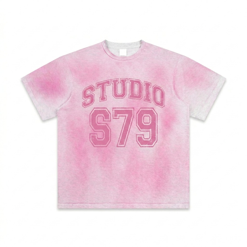 Custom Custom Sun Fade T-Shirt design direction 3: Retro Collegiate Aesthetic featuring the STUDIO 79 wordmark