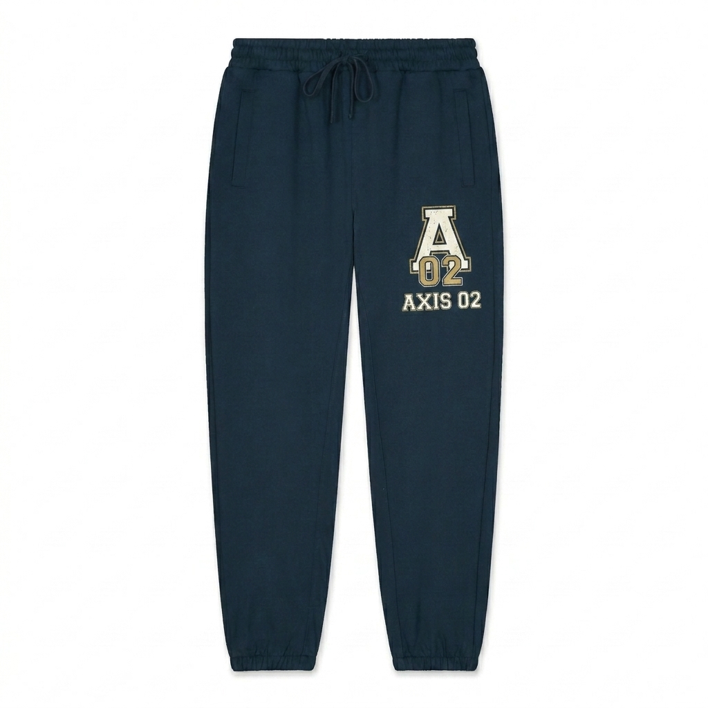 Custom Custom Tapered Joggers design direction 3: Retro Collegiate Emblem featuring the AXIS 02 wordmark