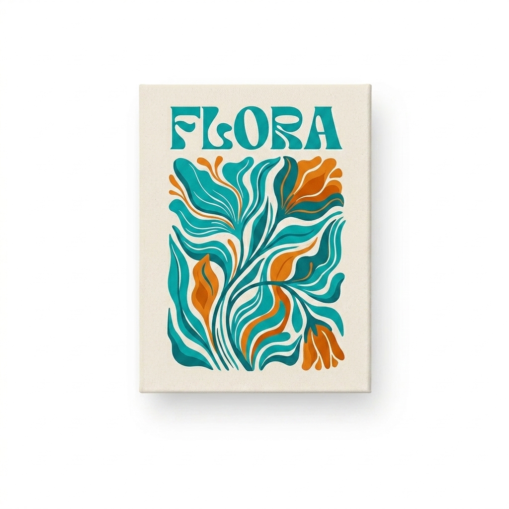 Custom Thin Canvas Print design direction 2: Botanical Illustration featuring the FLORA wordmark