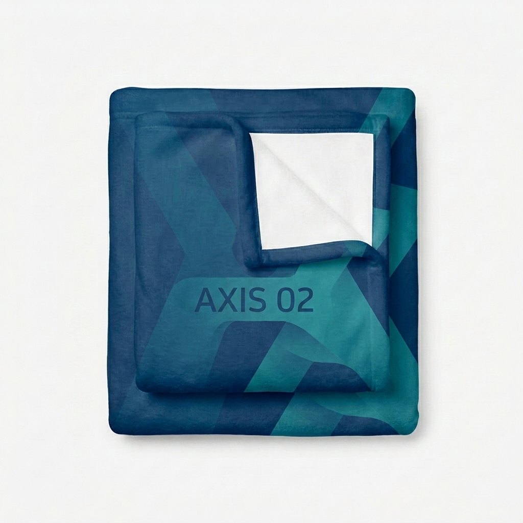Custom Custom Throw Blanket design direction 1: Abstract Geometric Pattern featuring the AXIS 02 wordmark