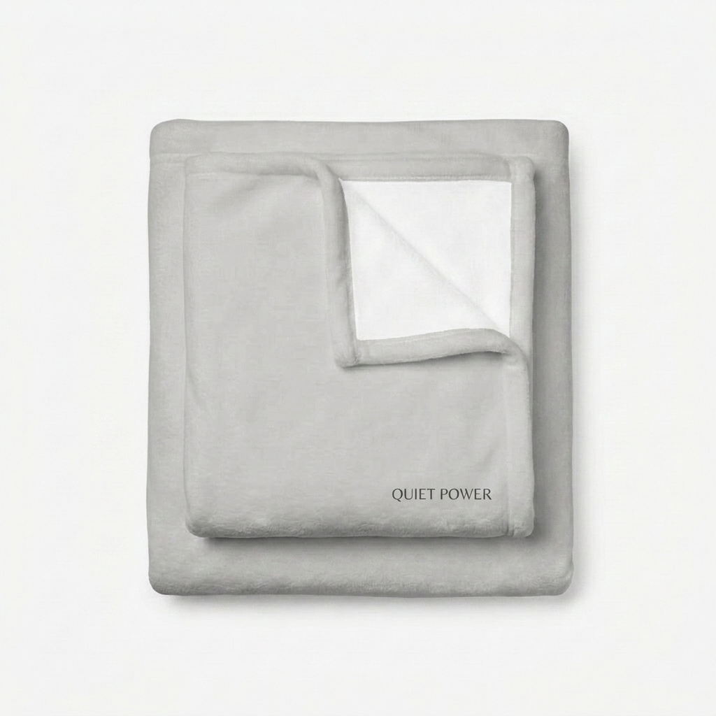 Custom Custom Throw Blanket design direction 2: Minimalist Wordmark featuring the QUIET POWER wordmark