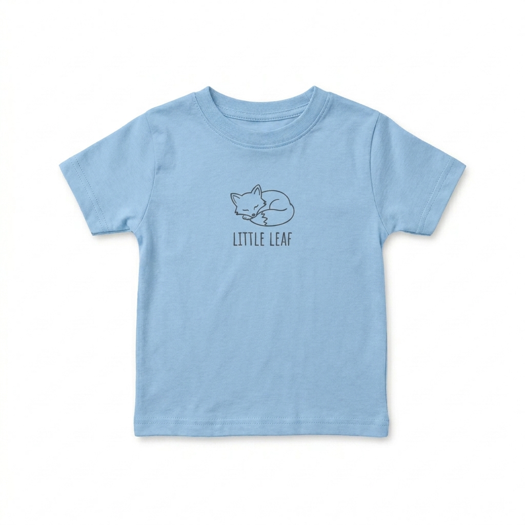 Custom Toddler Jersey T-Shirt design direction 2: Minimalist Line Art featuring the LITTLE LEAF wordmark