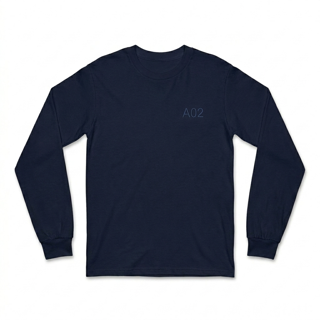 Custom Unisex Long Sleeve Tee design direction 1: Modern Monogram featuring the AXIS 02 wordmark