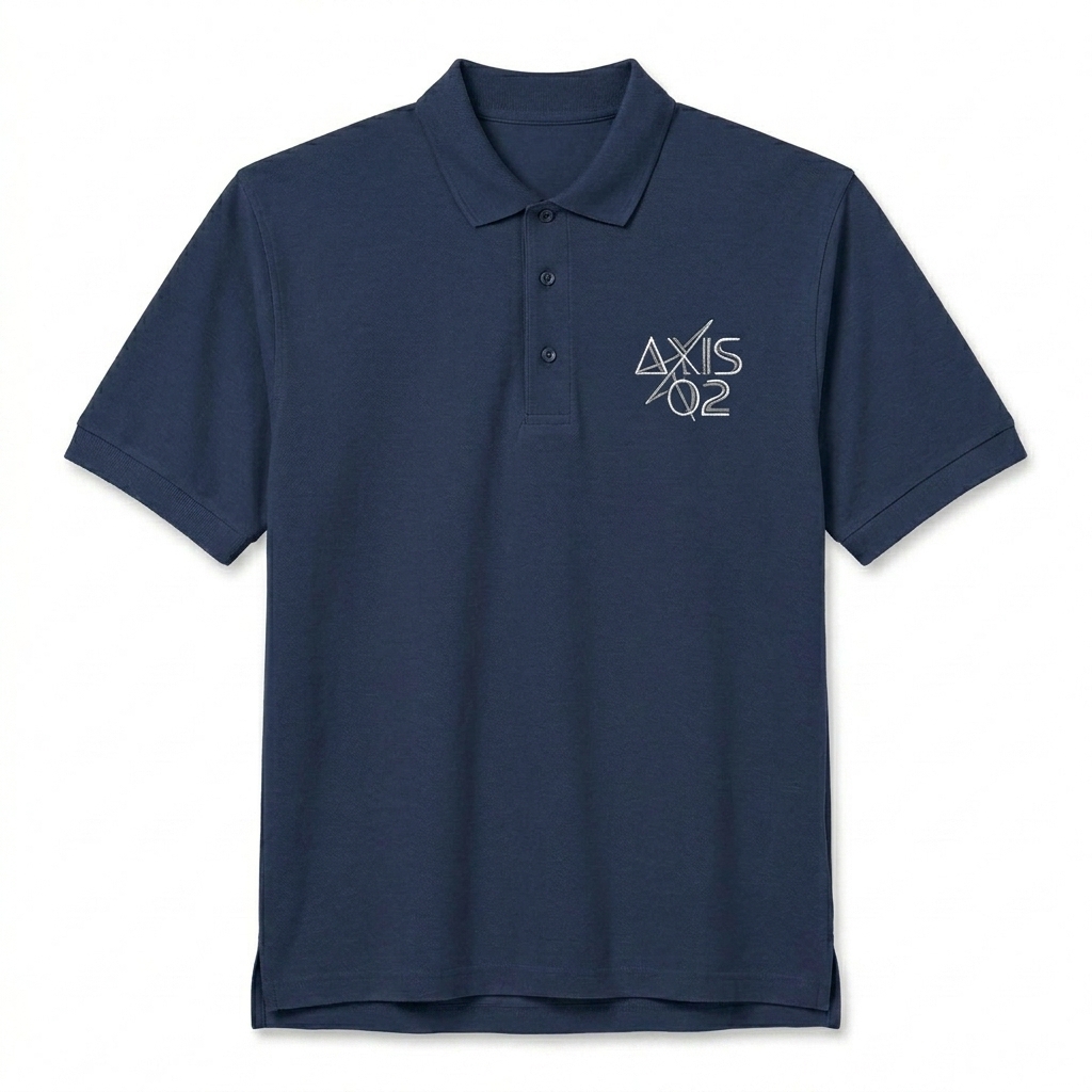 Custom Custom Unisex Pique Polo Shirt design direction 3: Abstract Geometric Line Drawing featuring the AXIS 02 wordmark