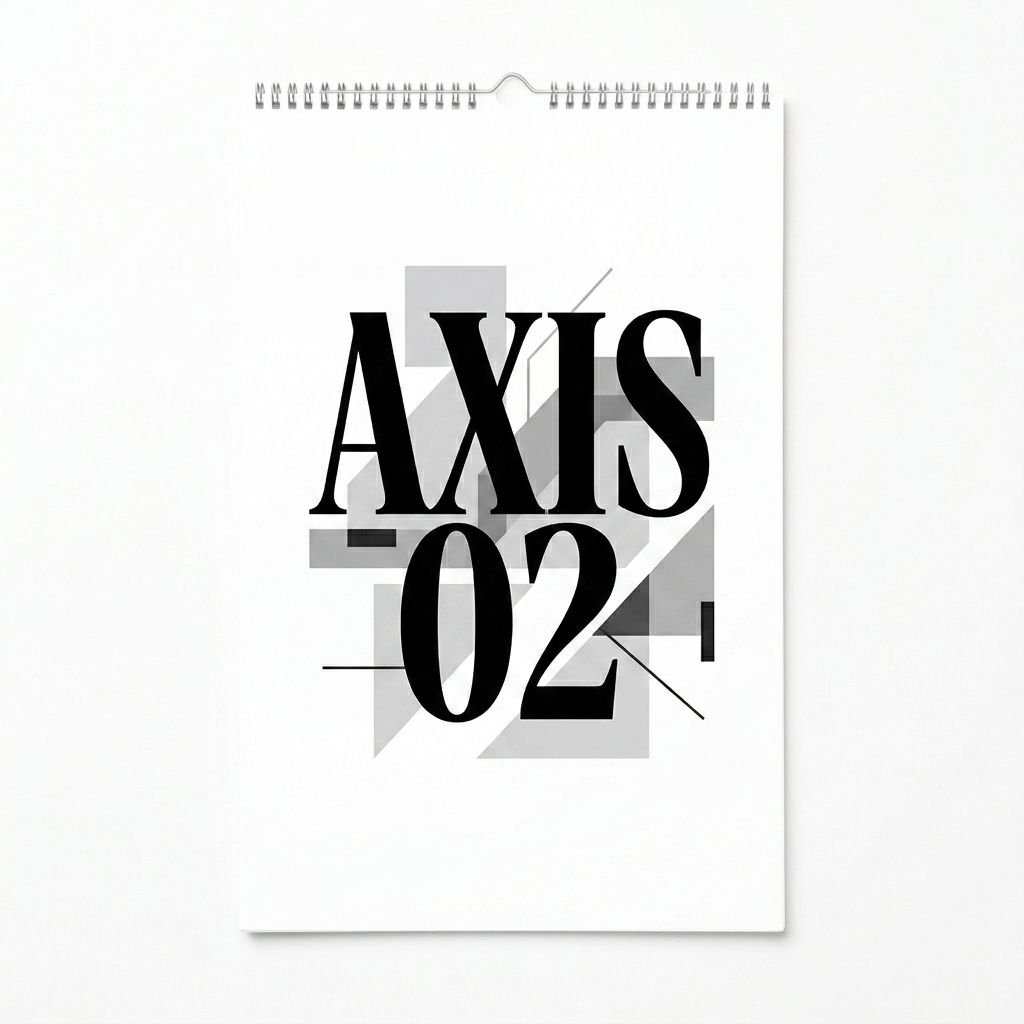 Custom Custom Wall Calendar design direction 3: Abstract Geometric Typography featuring the AXIS 02 wordmark