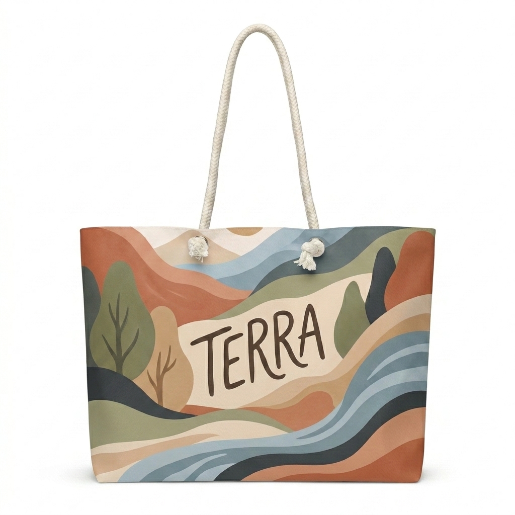 Custom Custom Weekender Bag design direction 1: Abstract Landscape featuring the TERRA wordmark