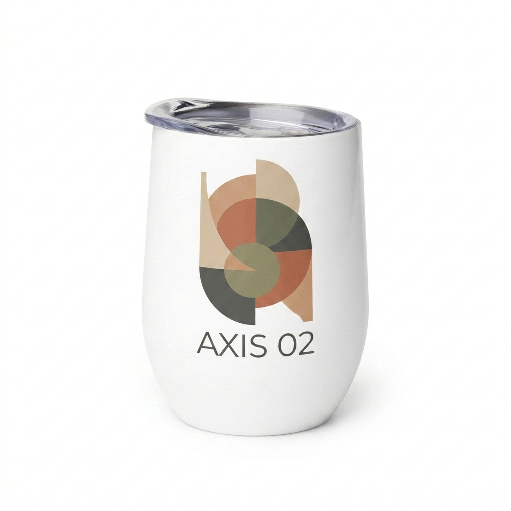 Custom Custom Wine Tumbler design direction 2: Abstract Geometric Graphic featuring the AXIS 02 wordmark