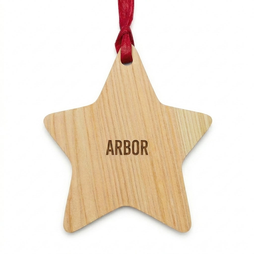 Custom Wooden Ornaments design direction 1: Tonal Wordmark featuring the ARBOR wordmark