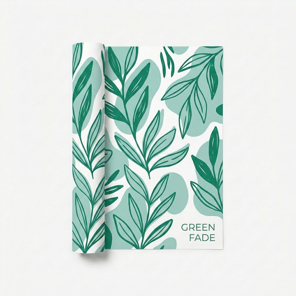 Custom Custom Wrapping Paper design direction 2: Abstract Botanical Print featuring the GREEN FADE wordmark