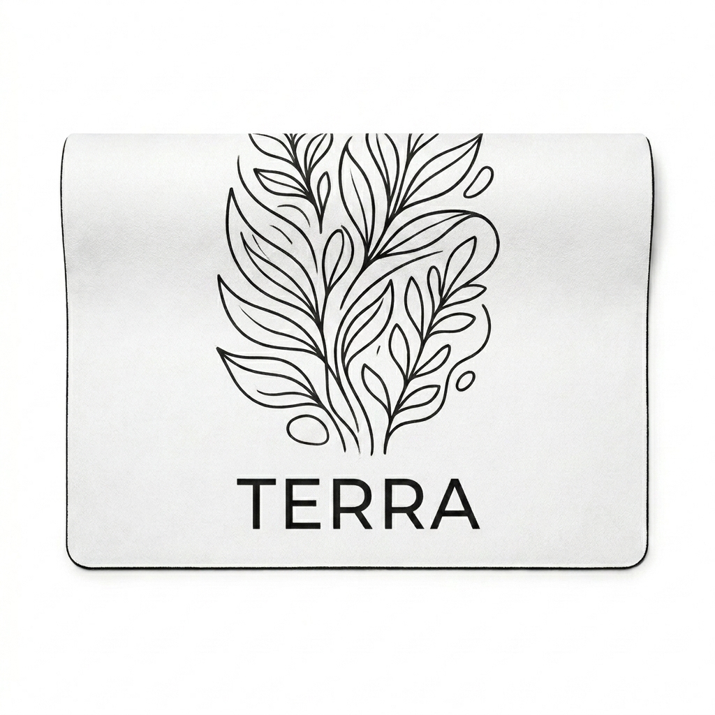 Custom Custom Yoga Mat design direction 2: Abstract Botanical featuring the TERRA wordmark