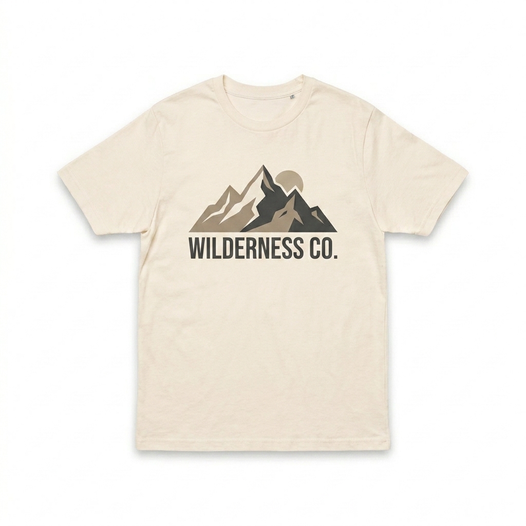 Custom Youth Staple Tee design direction 2: Bold Nature Graphic featuring the WILDERNESS CO. wordmark