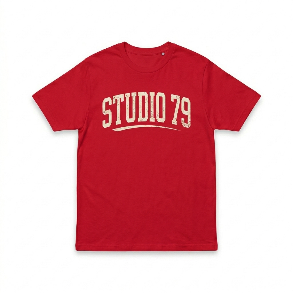 Custom Youth Staple Tee design direction 3: Retro Collegiate Emblem featuring the STUDIO 79 wordmark