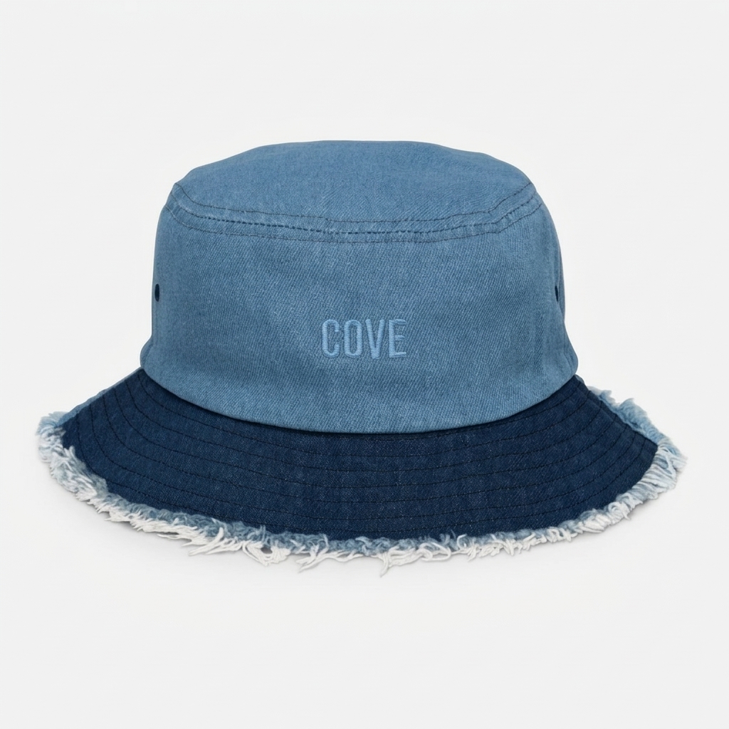 Custom Distressed Denim Bucket Hat — Caps & Hats