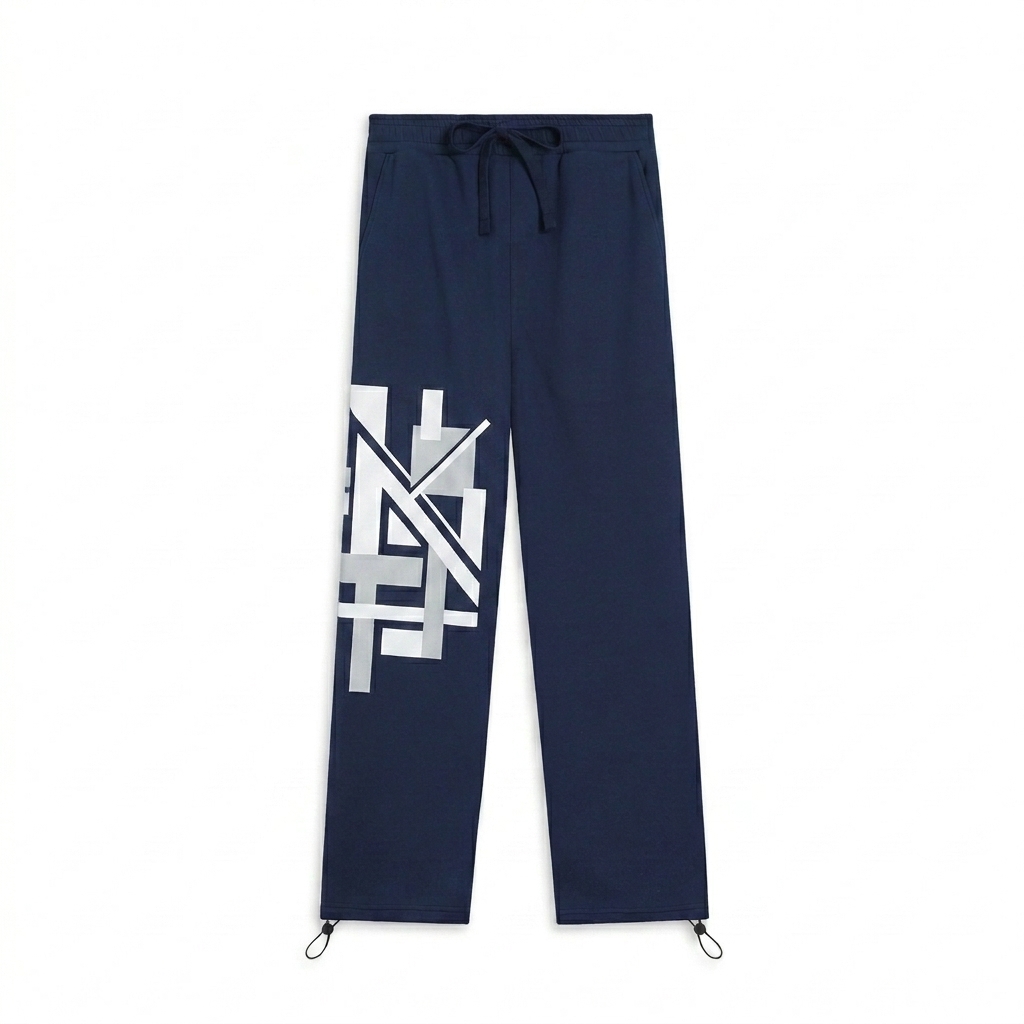 Custom Essential Drawstring Sweatpants design direction 2: Bold Abstract Graphic featuring the AXIS 02 wordmark