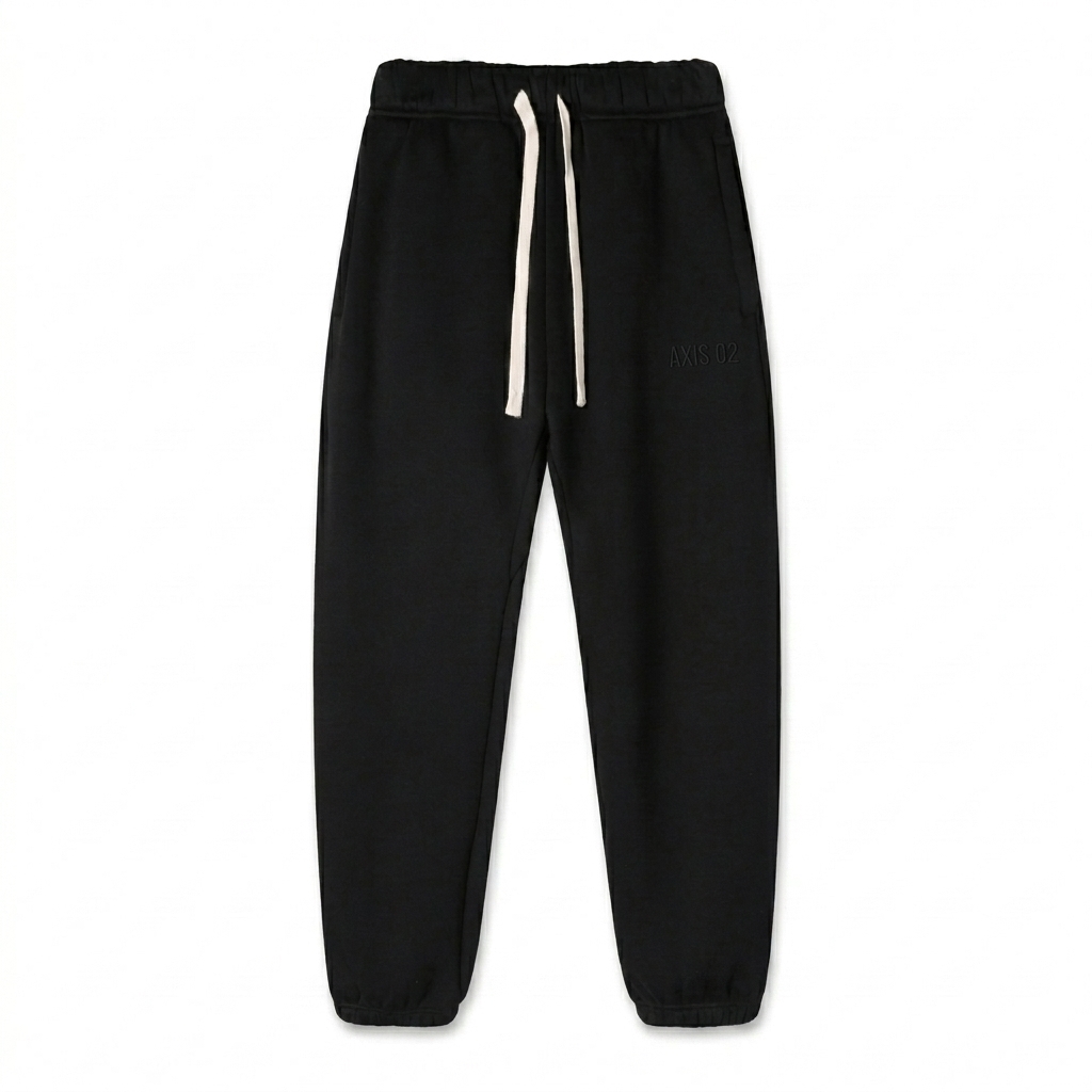 Custom Essential Fleece Sweatpants design direction 1: Tonal Minimalist Wordmark featuring the AXIS 02 wordmark
