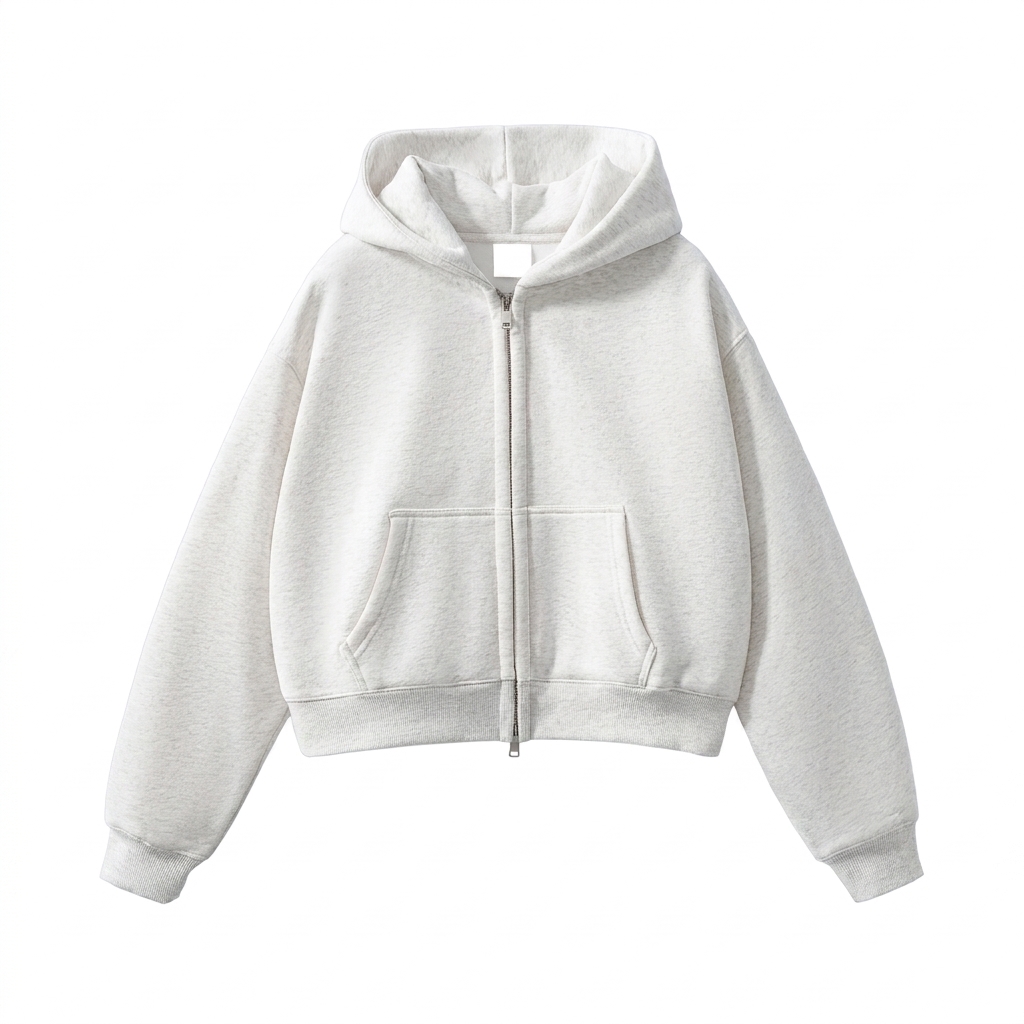 Custom Fleeced Zip-Up Cropped Hoodie — Hoodies