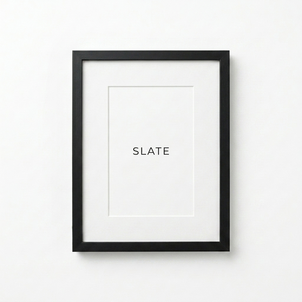 Custom Framed Matte Poster With Mat design direction 1: Minimalist Wordmark featuring the SLATE wordmark