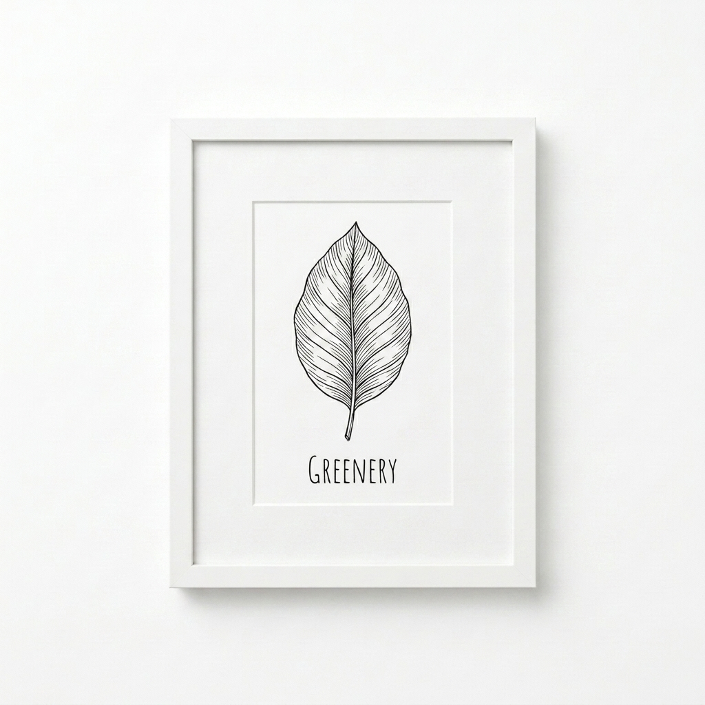 Custom Framed Matte Poster With Mat design direction 2: Botanical Illustration featuring the GREENERY wordmark