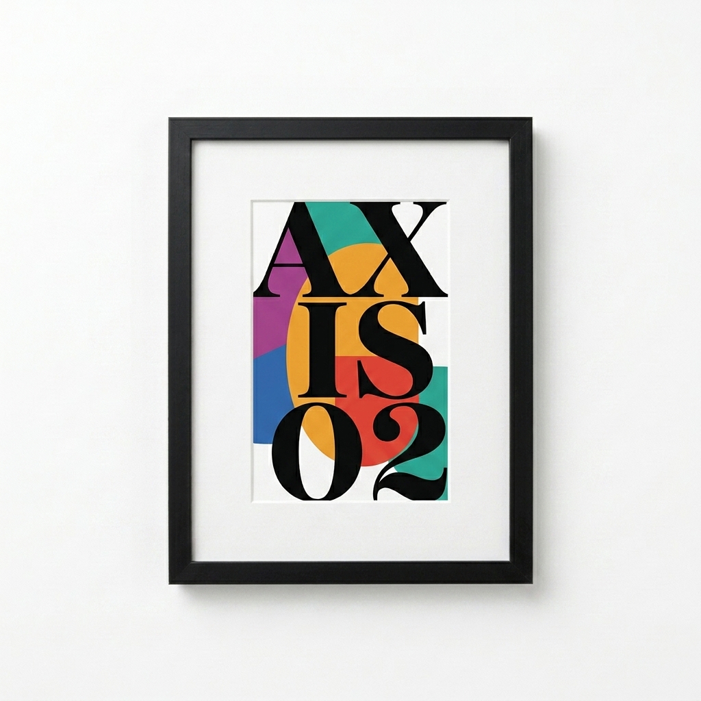 Custom Framed Matte Poster With Mat design direction 3: Abstract Geometric Typography featuring the AXIS 02 wordmark