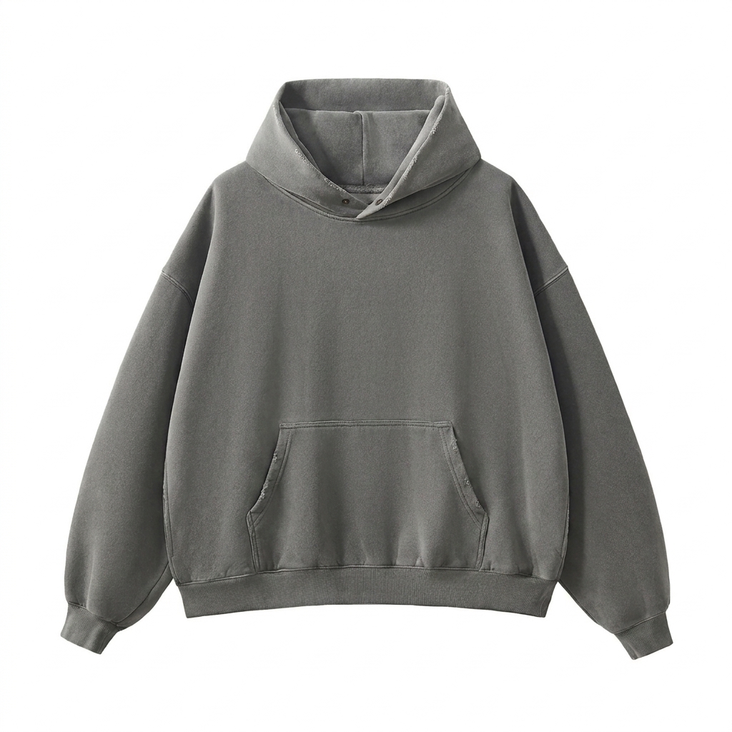 Custom Frayed Enzyme Washed Fleece Hoodie — Hoodies