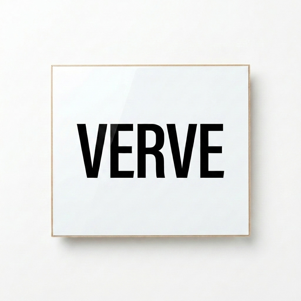 Custom Glossy Metal Print design direction 3: Typographic Statement featuring the VERVE wordmark