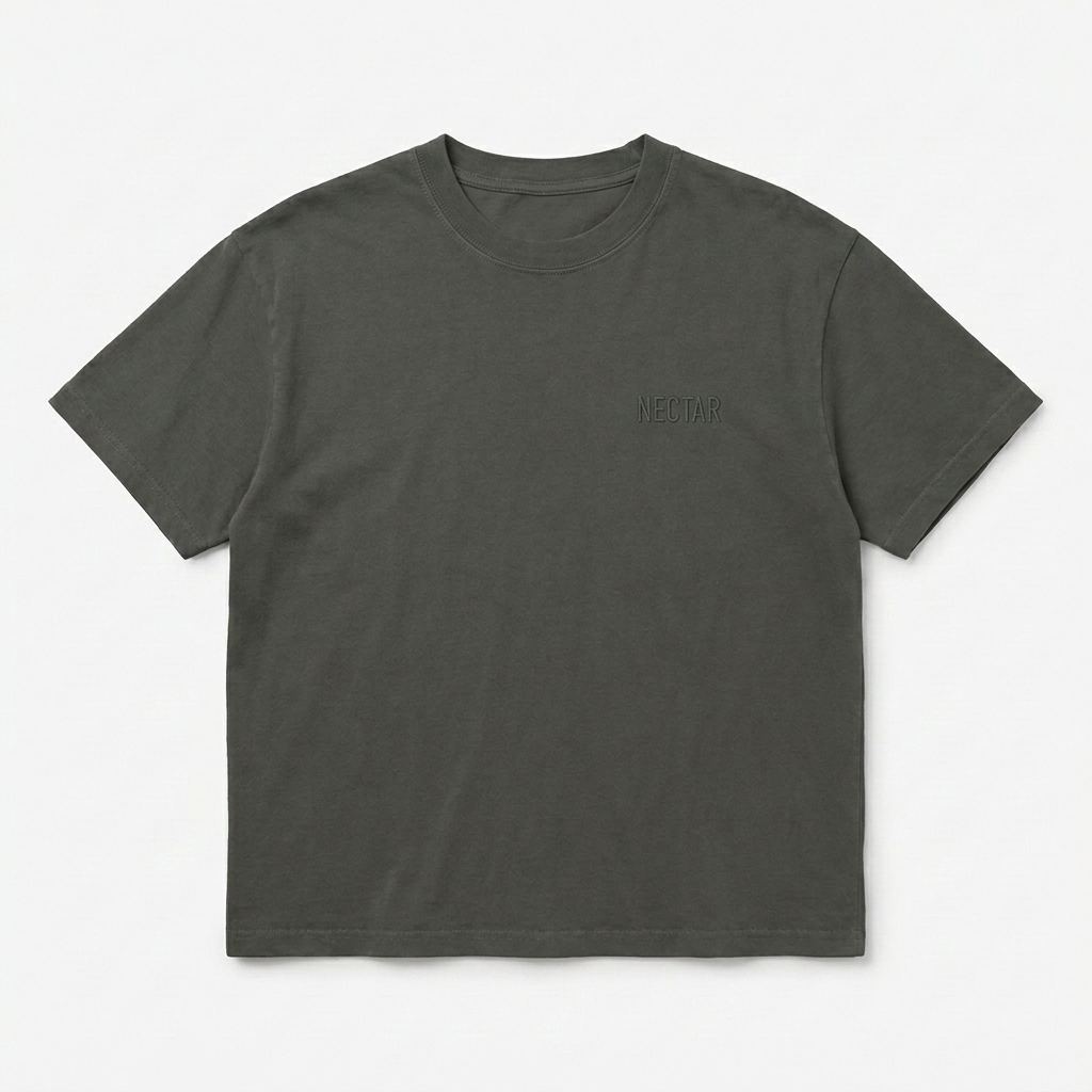 Custom Heavyweight Boxy T-Shirt design direction 1: Tonal Minimalist Wordmark featuring the NECTAR wordmark