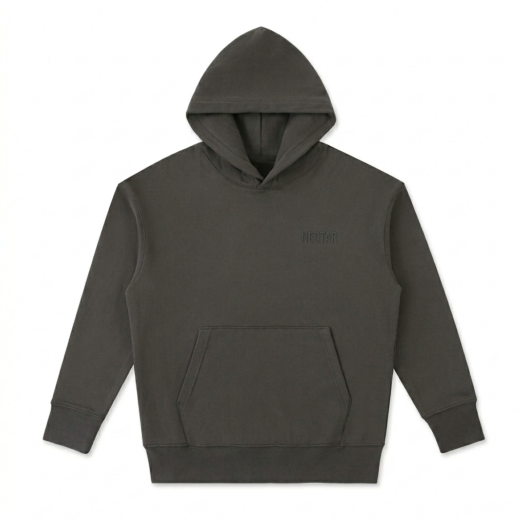 Custom Heavyweight Cotton Pullover Hoodie design direction 1: Tonal Minimalist Wordmark featuring the NECTAR wordmark