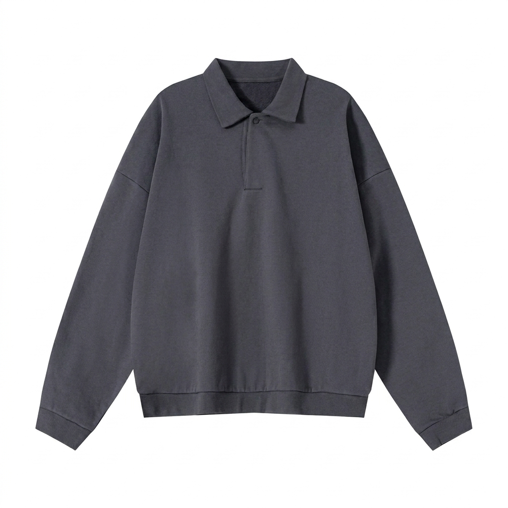 Custom Heavyweight Fleece Polo Sweatshirt — Crewnecks