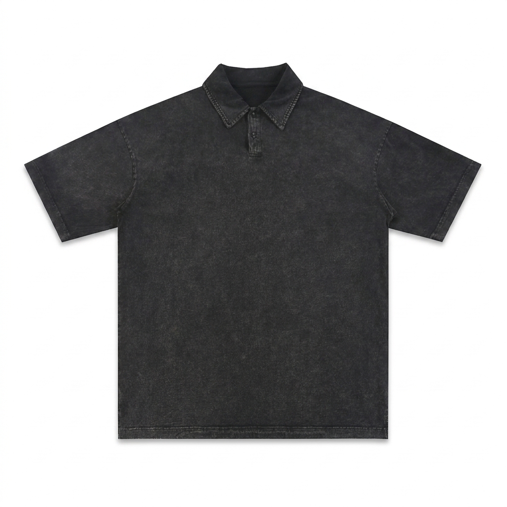 Custom Heavyweight Snow-Washed Polo T-Shirt — T-Shirts