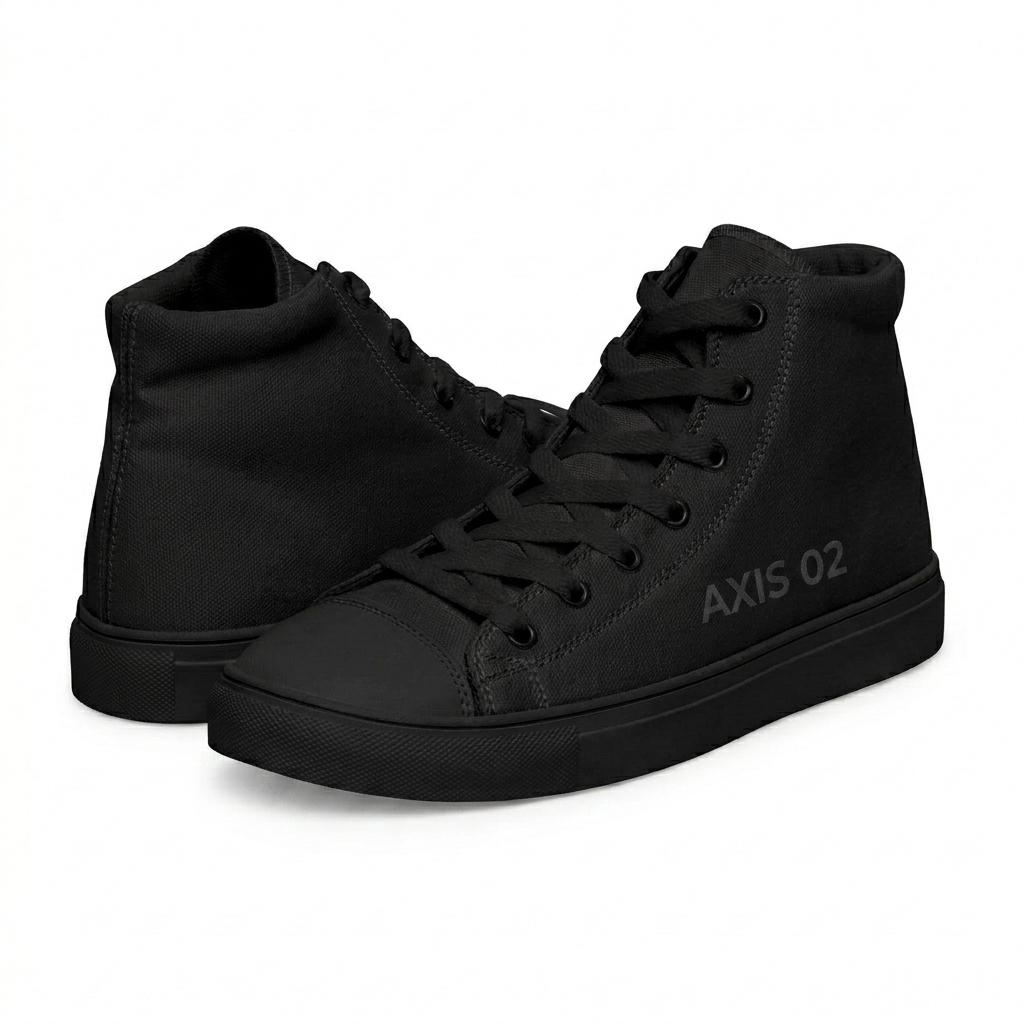 Custom High-Top Canvas Shoes design direction 1: Tonal Minimalist Wordmark featuring the AXIS 02 wordmark