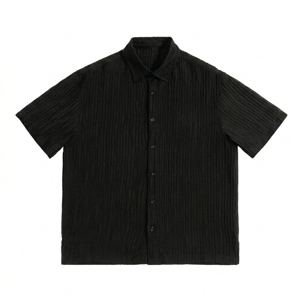 Custom Jacquard Button-Up Shirt design direction 1: Subtle Tonal Branding featuring the NECTAR wordmark