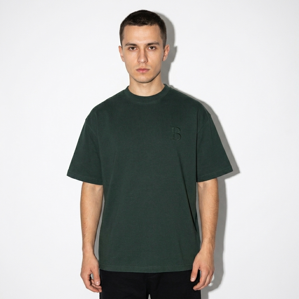 Kids Essential Cotton T-Shirt worn by a petite Eastern European male fashion influencer, y2k revival styling, studio lookbook — custom kids essential cotton t-shirt