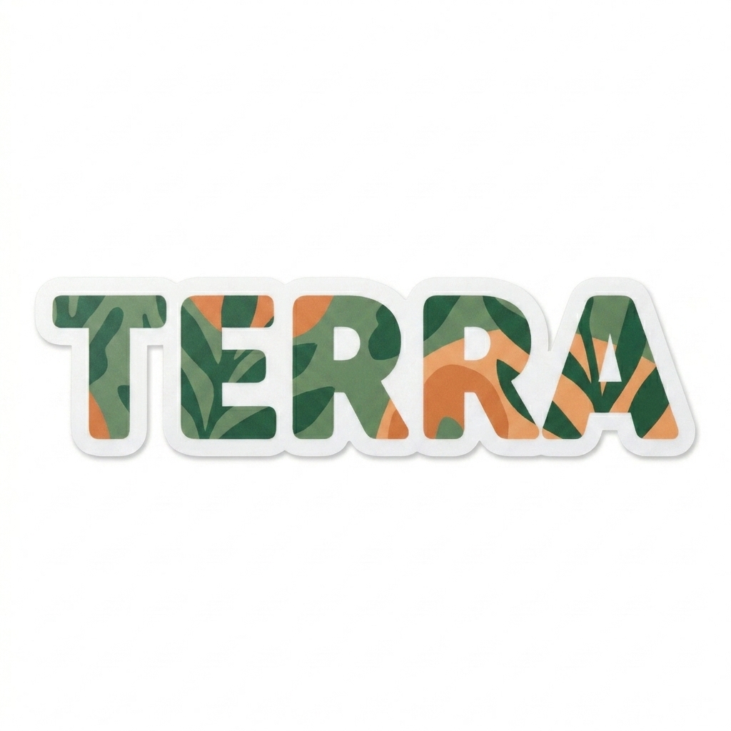 Custom Kiss-Cut Vinyl Decals design direction 2: Abstract Botanical featuring the TERRA wordmark