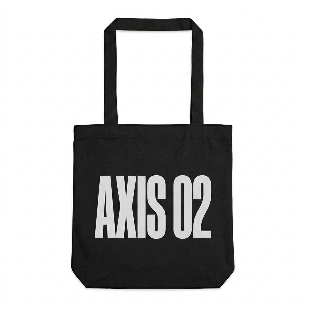 Custom Large Eco Cotton Tote Bag design direction 3: Geometric Type Experiment featuring the AXIS 02 wordmark