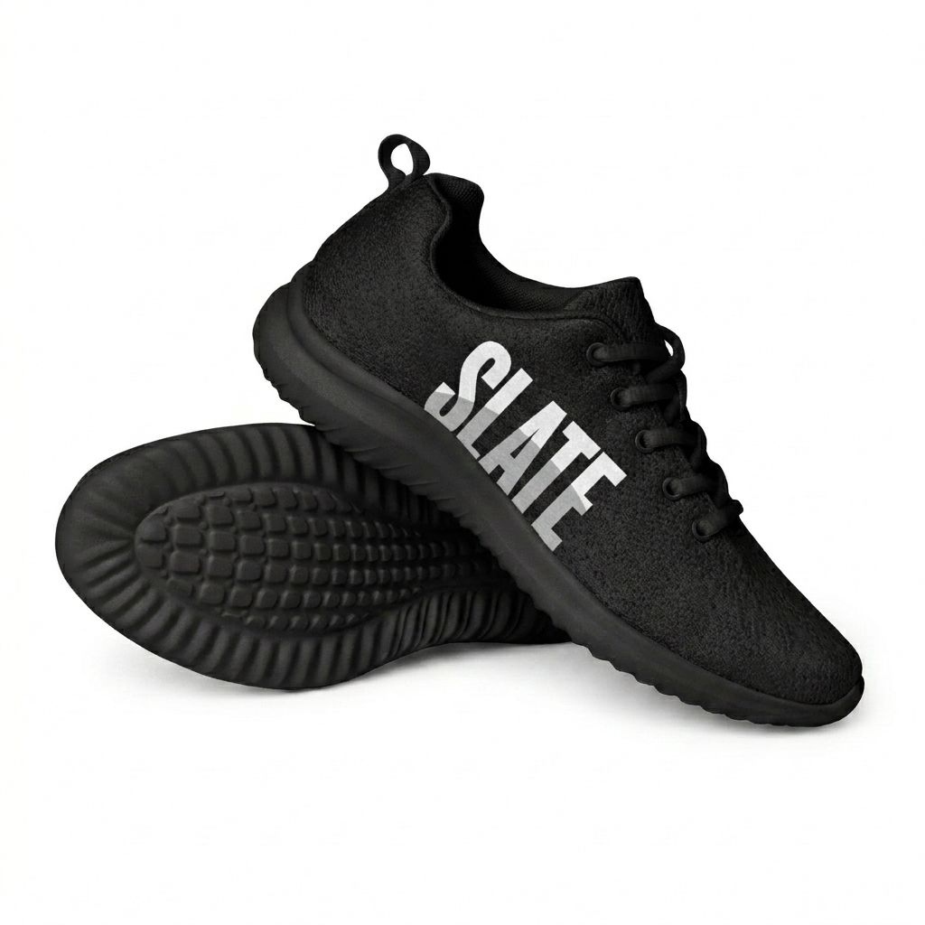 Custom Lightweight Athletic Shoes design direction 3: Typography Experiment featuring the SLATE wordmark