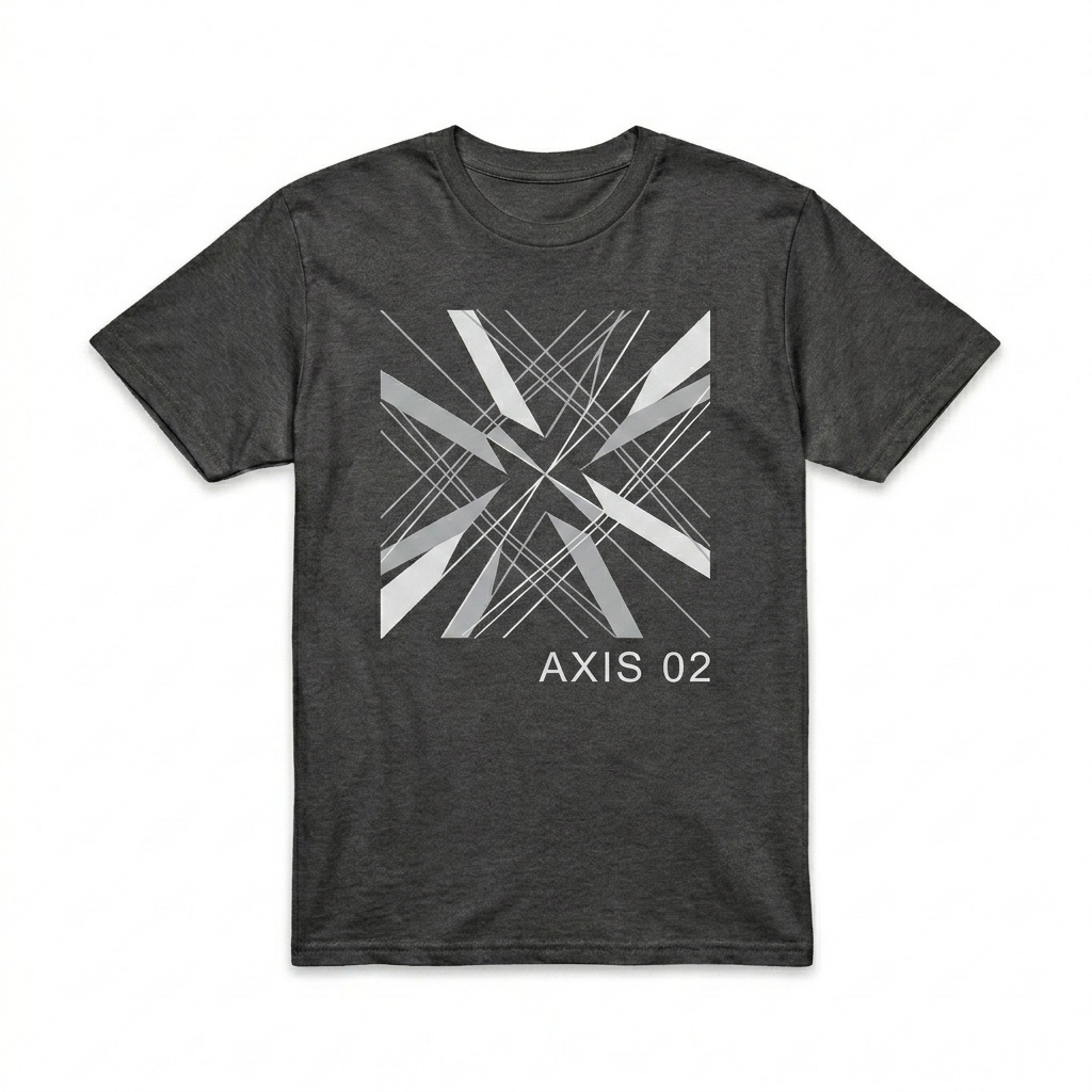 Custom Lightweight T-Shirt design direction 2: Abstract Geometric Graphic featuring the AXIS 02 wordmark