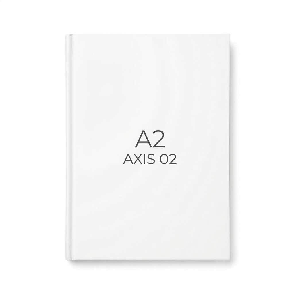 Custom Matte Hardcover Journal design direction 1: Minimalist Monogram featuring the AXIS 02 wordmark