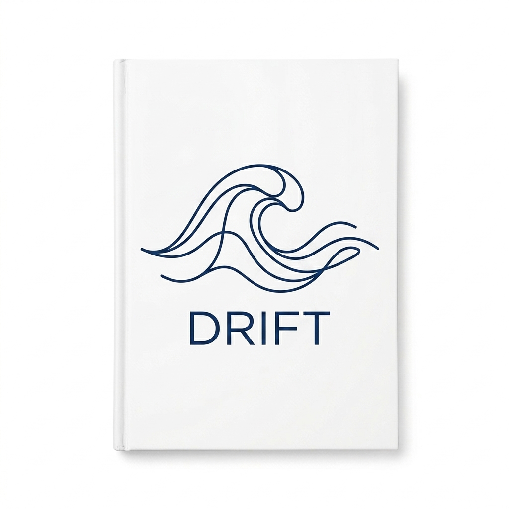 Custom Matte Hardcover Journal design direction 2: Abstract Line Art featuring the DRIFT wordmark